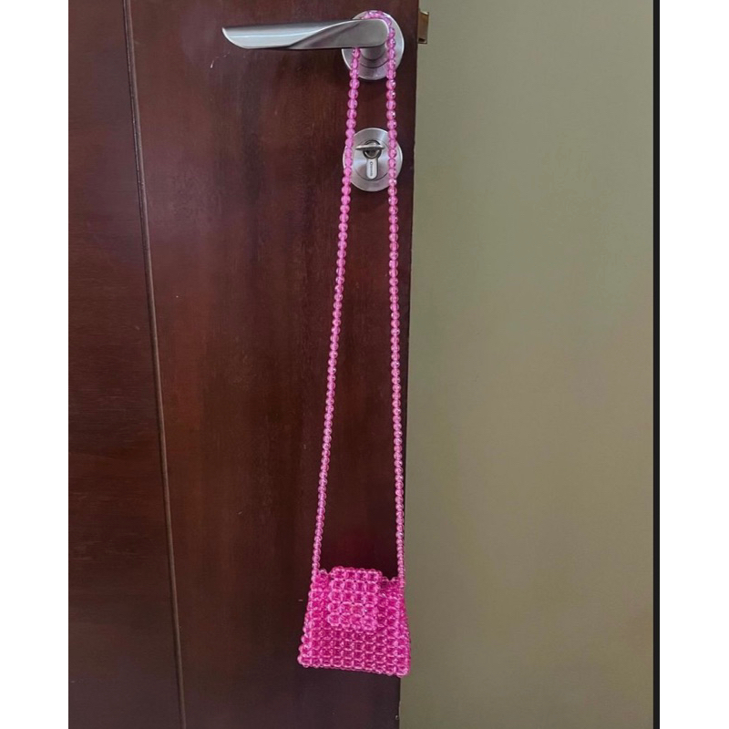 Preloved beaded bag fuschia