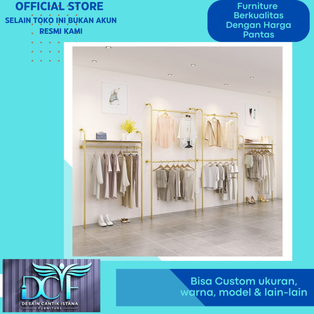 1 Paket Rak Dinding Display Toko Pakaian