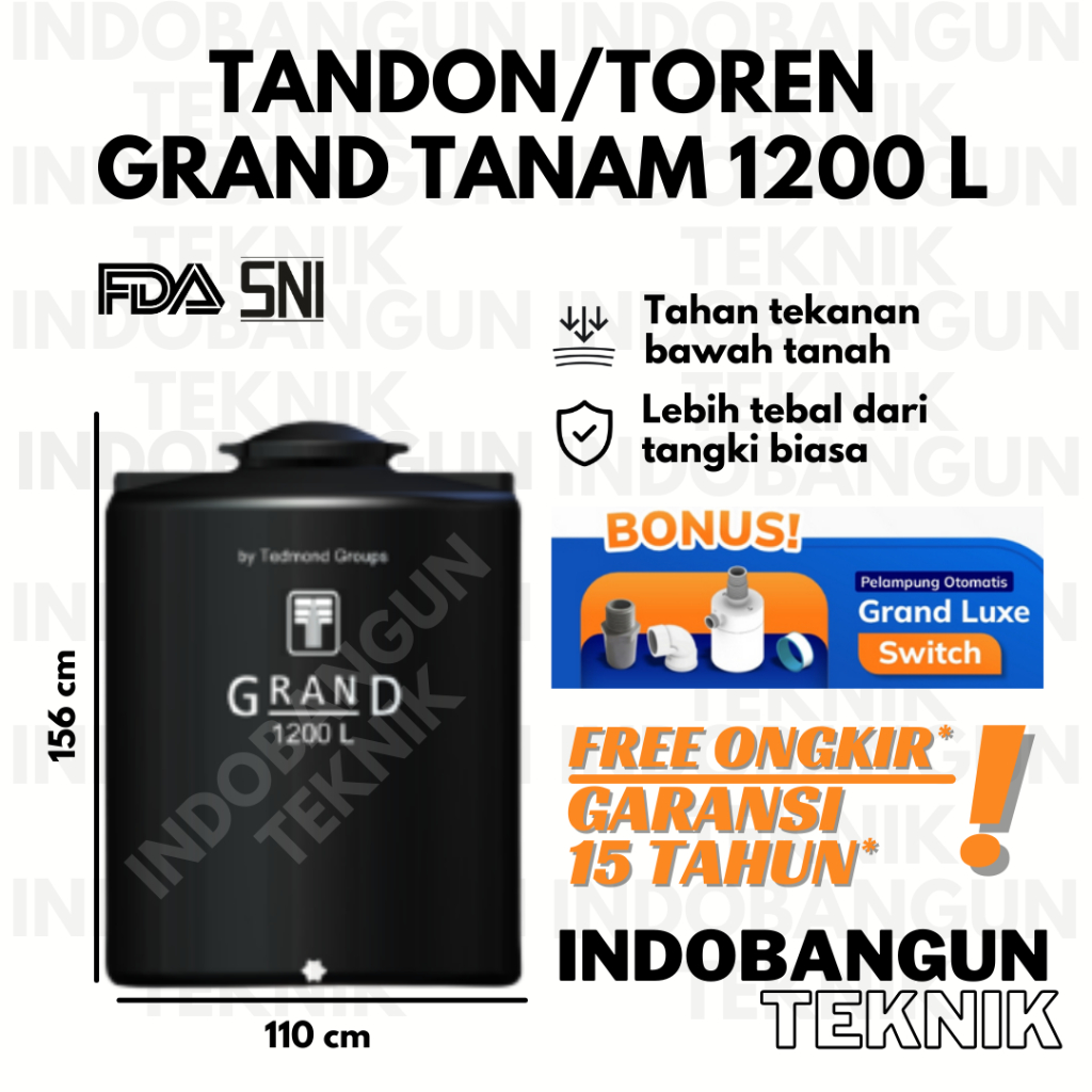 Tandon Toren Tangki Air Tedmond Grand 1200 Liter Pendam Tanam Harga Murah Garansi 12 Tahun