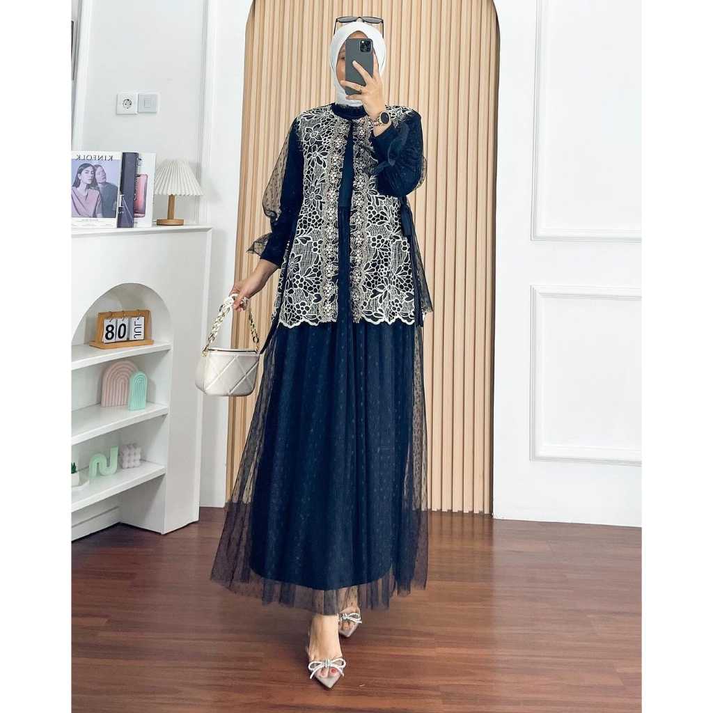 AZZURA DRESS MIX BRUKAT DRESS KONDANGAN WANITA TERBARU DRESS MUSLIM DRESS PESTA MODERN