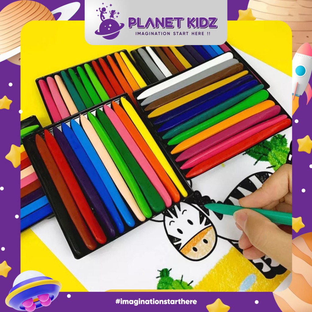 

PLANETKIDZ FK60 Set Krayon Lengkap Anak Anti Air Tidak Nempel Lengket Kotor di Tangan Crayon Set Sekolah Plastik Non Toxic Magic 122436