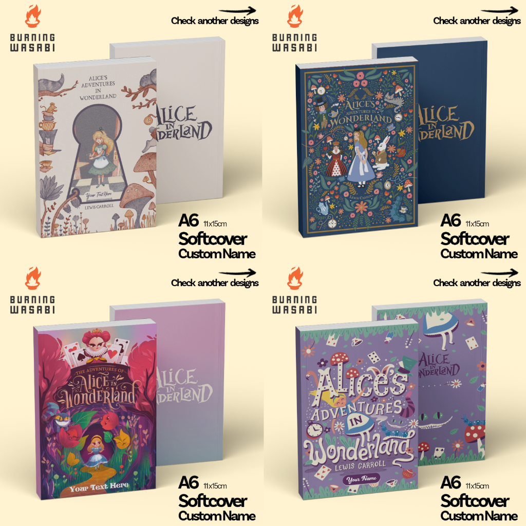 

Buku Saku Pocket Notebook Alice in Wonderland Softcover Custom Nama Jurnal Diary Agenda A6 Polos