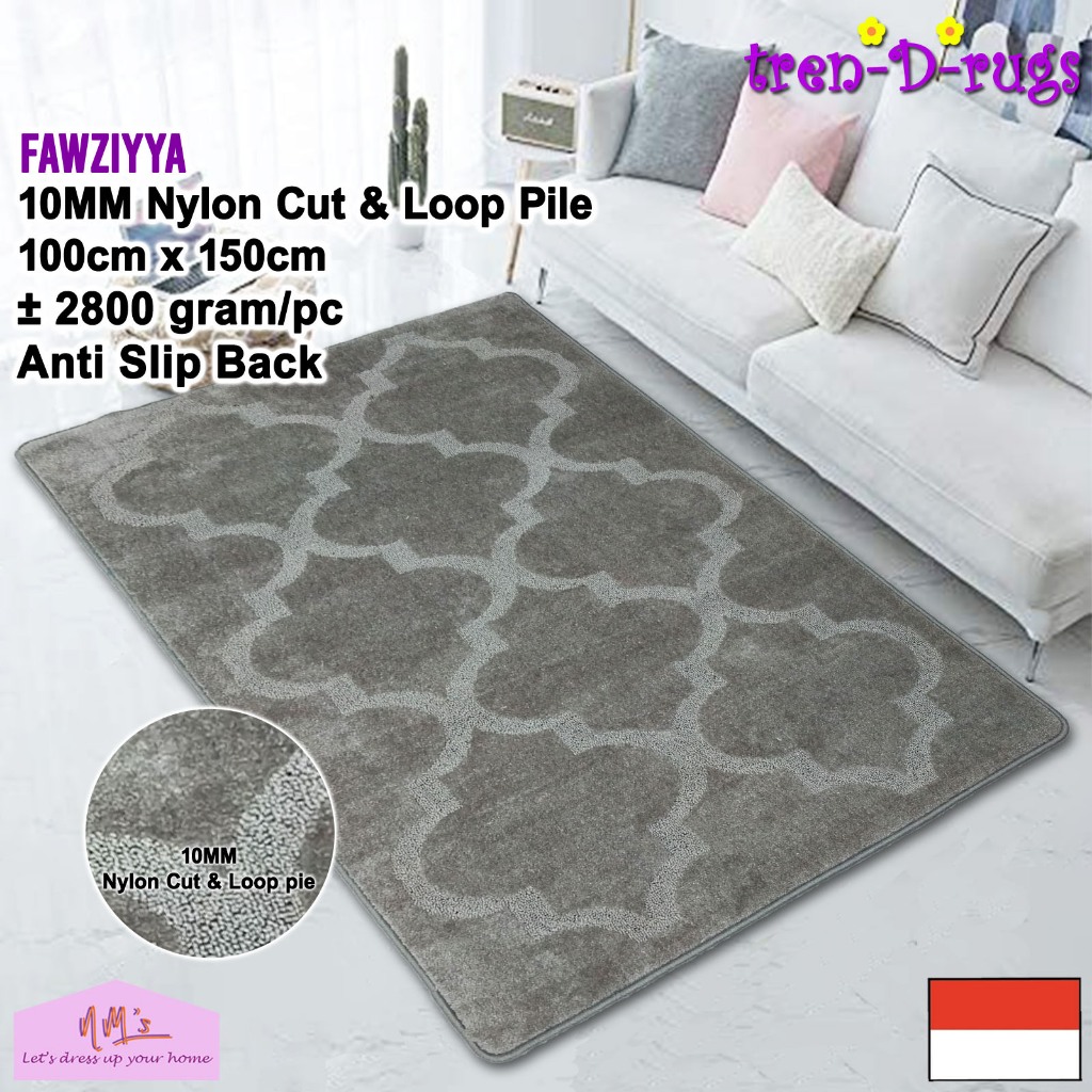 Tren-D-rugs Karpet plush lantai permadani tebal halus motif 3D timbul anti slip 100 cm x 150 cm -NMs