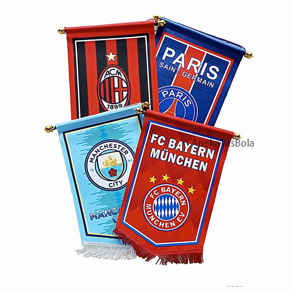 Vandel Bendera Gantung Hiasan Dinding Bentuk Segilima Logo Klub Sepakbola Barca Barcelona Real Madri