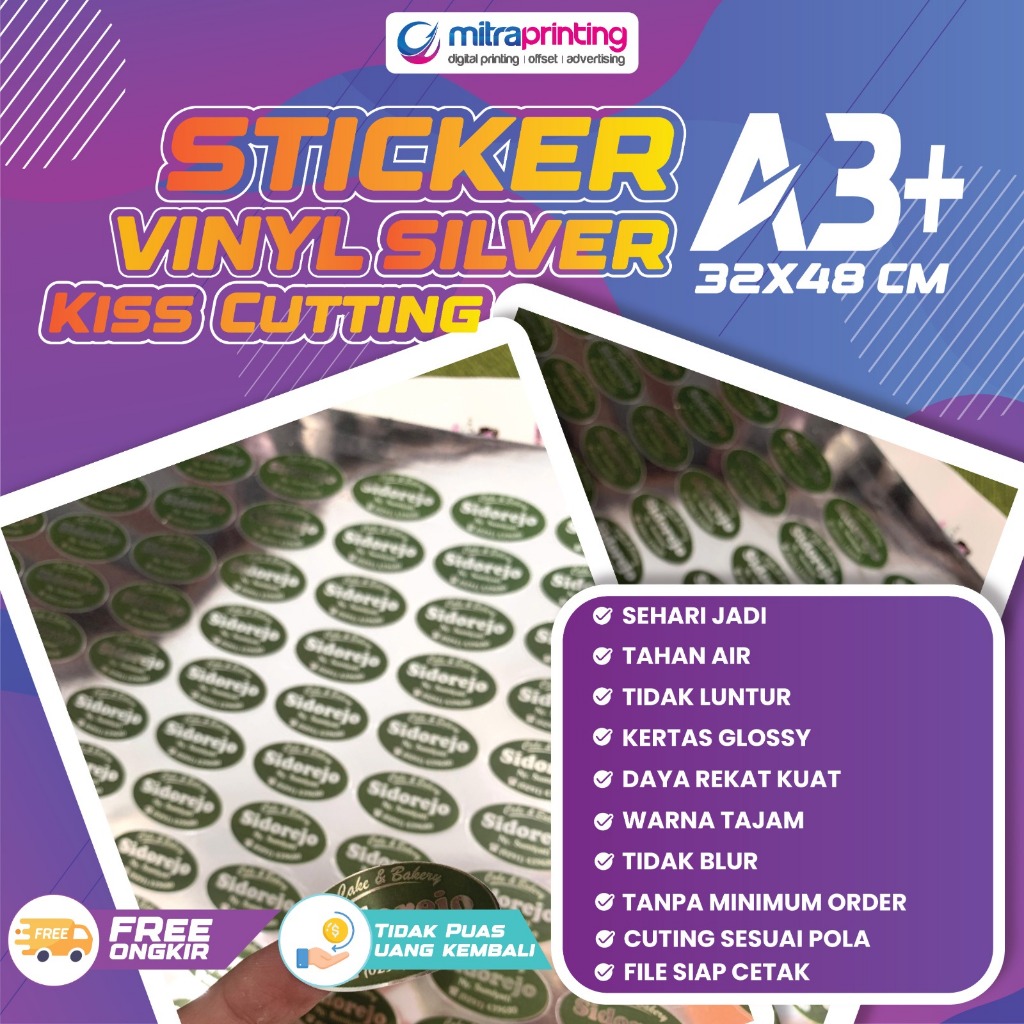

Cetak Stiker Silver - Gold A3+ Kiss Cutting
