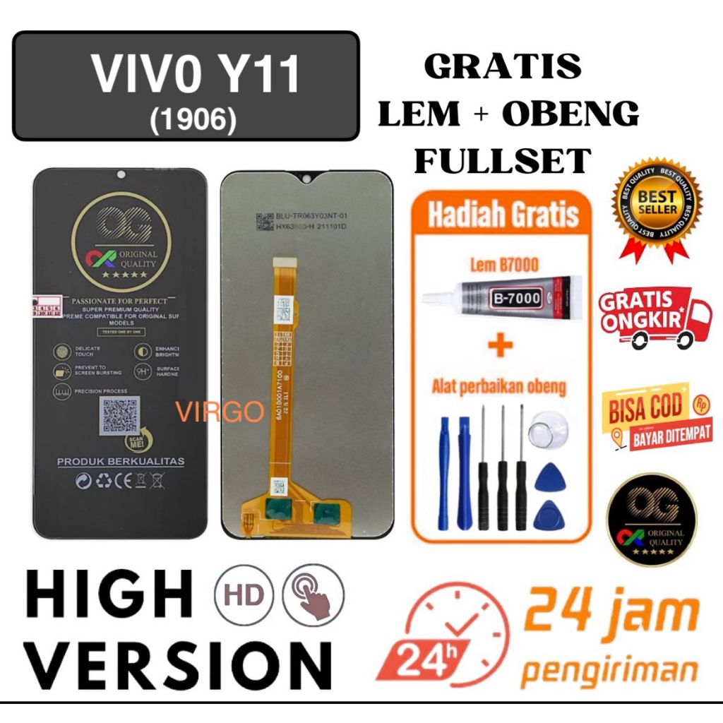 LCD VIVO Y11  (1906) fullset free LEM + OBENG / LCD TOUCHSCREEN VIVO Y11 (1906) ORIGINAL OG