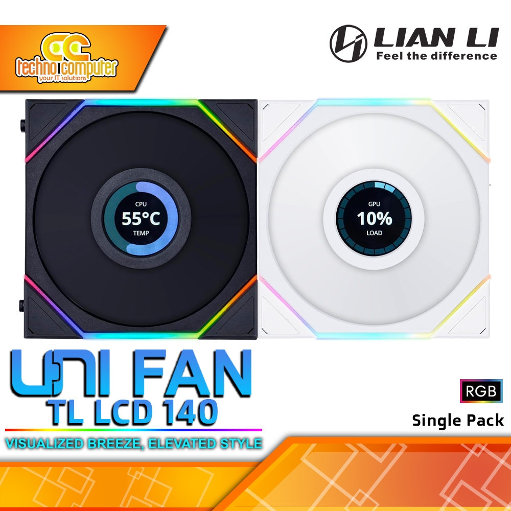 FAN CASING LIAN LI UNI FAN TL LCD 140 - 140mm Single Pack ARGB Fan