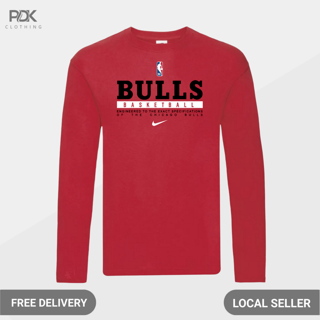Kaos Pria Baju Lengan Panjang Basketball Nba Bulls