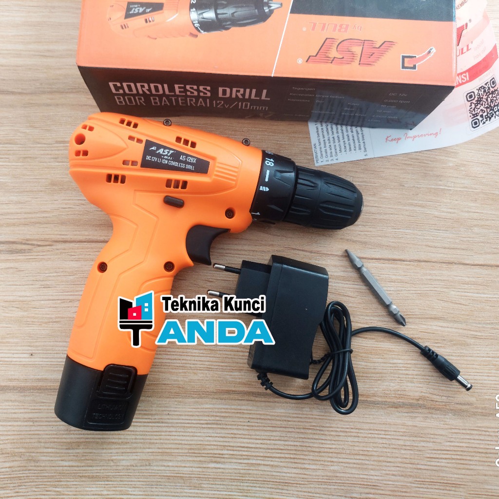 Bor Cas AST BULL - Bor Charger Cordless 12v 10mm - Mesin bor baterai - Bor tangan AST