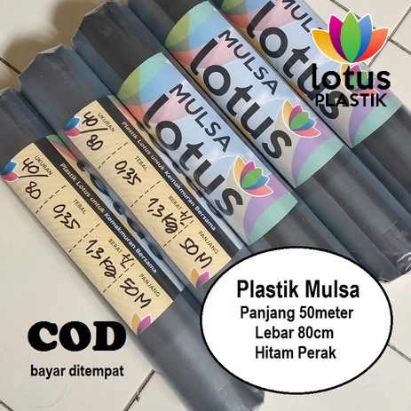 KODE D97R plastik mulsa pertanian hitam perak 1 rol roll Lebar 8 cm Panjang 5 meter tebal kuat murah