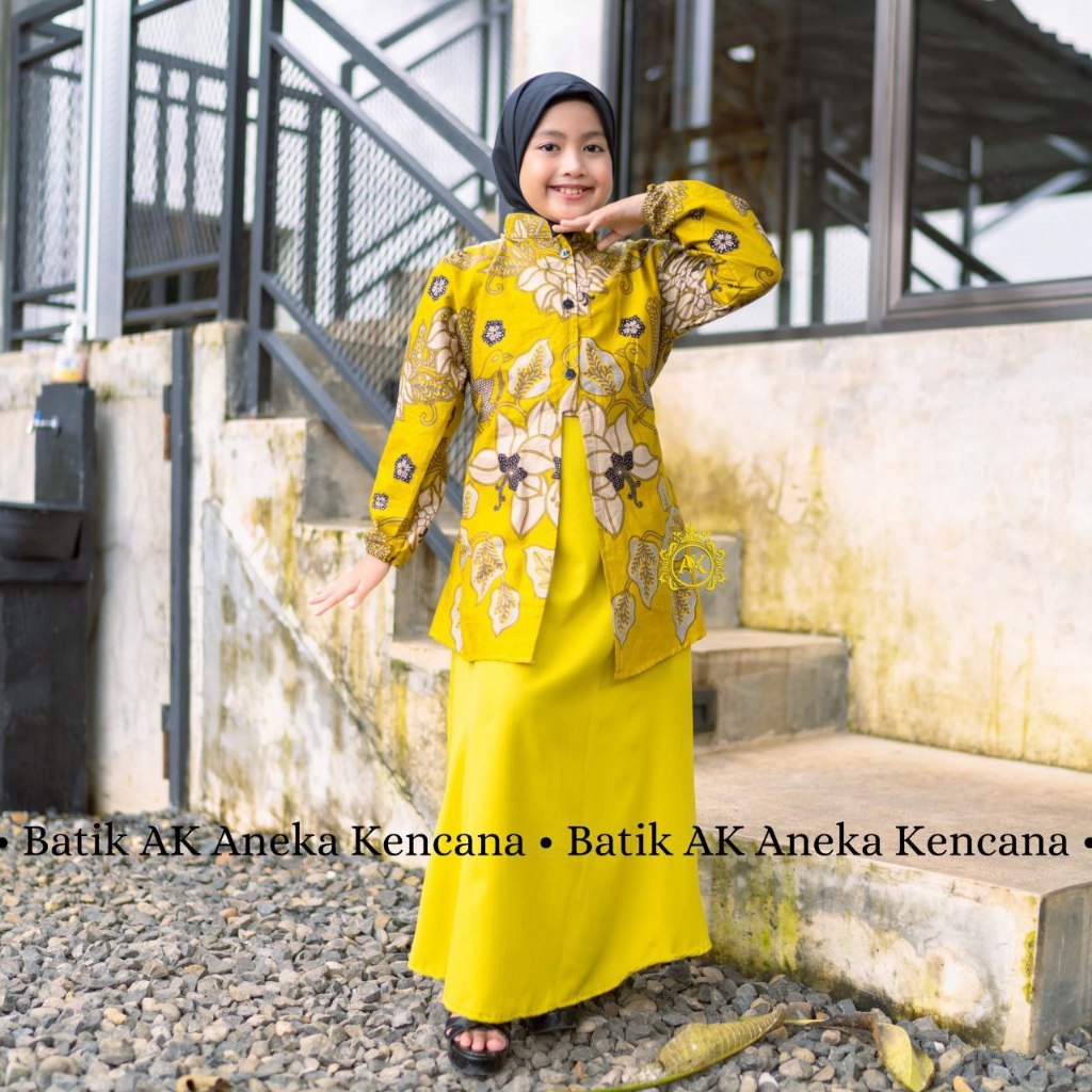 GAMIS BATIK ANAK PEREMPUAN MODERN KOMBINASI TERBARU FENBATIK OFFICIAL