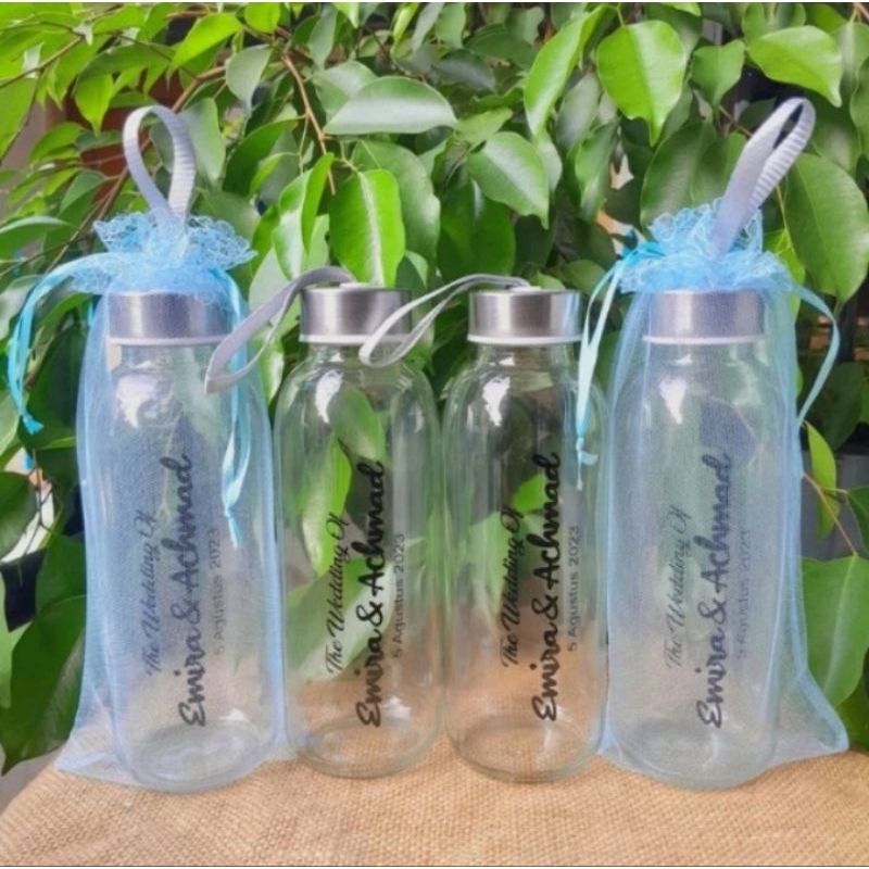 souvenir botol bening custom nama kemas tile