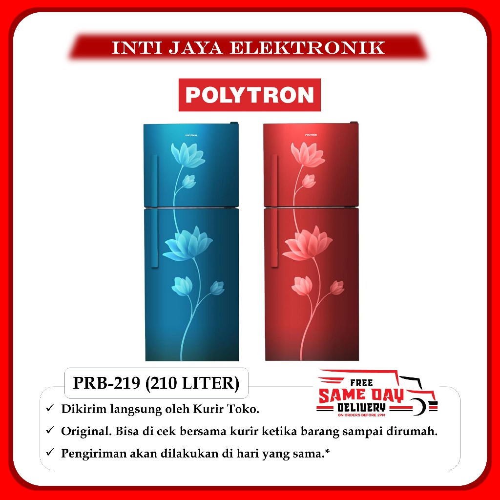 KULKAS POLYTRON 2 PINTU KAPASITAS 210 LITER POLYTRON PRB219 / PRB 217 TANPA SALJU || PRB-219 PRB-217