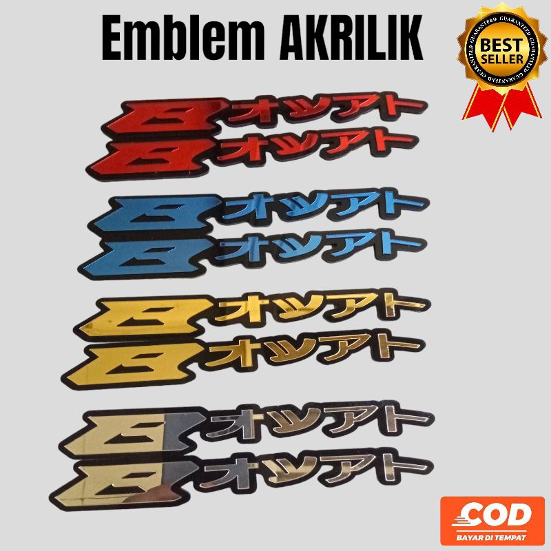 emblem BEAT bahan akrilik timbul, emblem beat jepang akrilik timbul