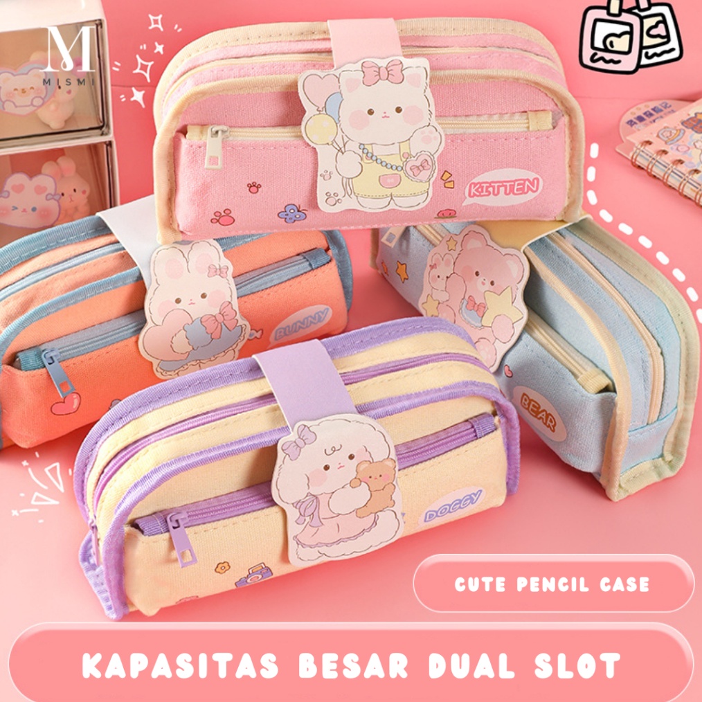 

MURAH MERIAH Mismi Gabriel Pencil Case Dual Slot Kapasitas Besar Tempat Pensil Sekolah Cute Stylish PC5G