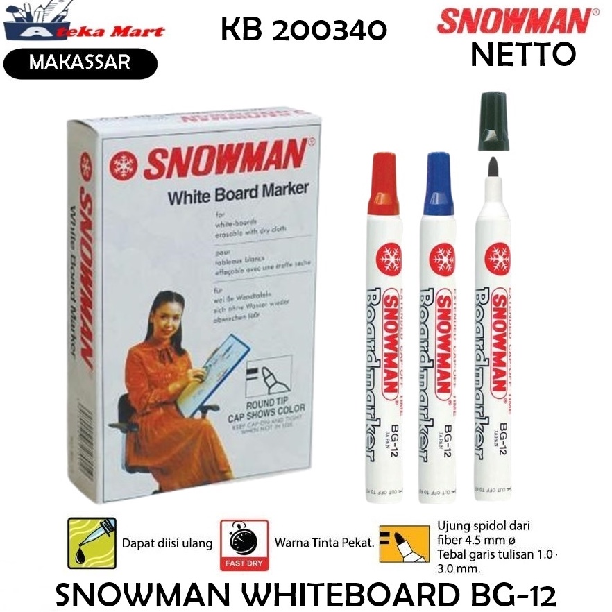 

BOX12PCS SNOWMAN WHITEBOARD MARKER BG12 KODE H1A8