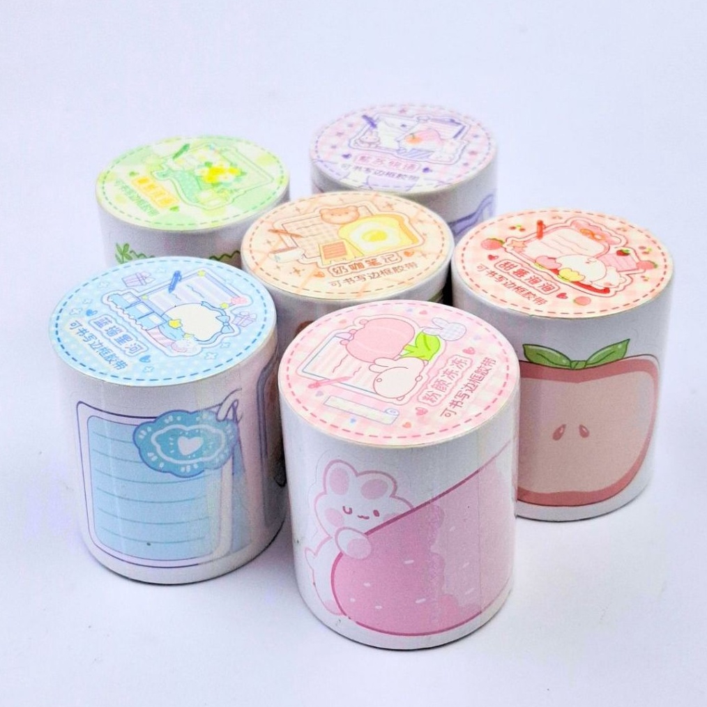 

MURAH MERIAH WRITING BORDER TAPE Sticker ROLL Bahan Paper Aesthetic Scrapbook