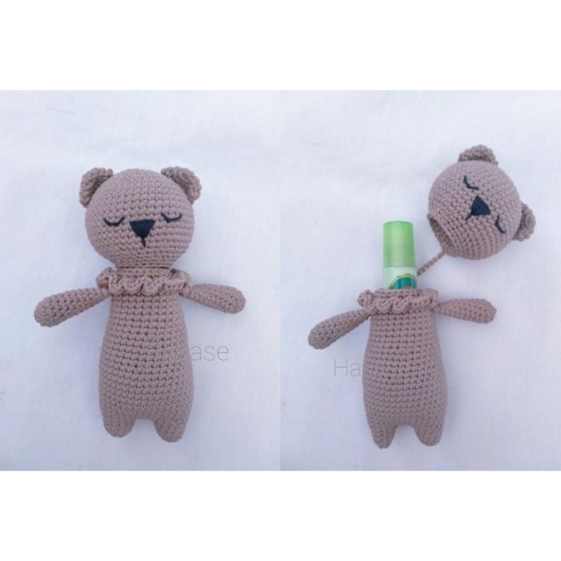 Crochet Bear Lipbalm/Inhaler/Freshcare Holder || Pouch Rajut Tempat Lipbalm/Inhaler/Freshcare