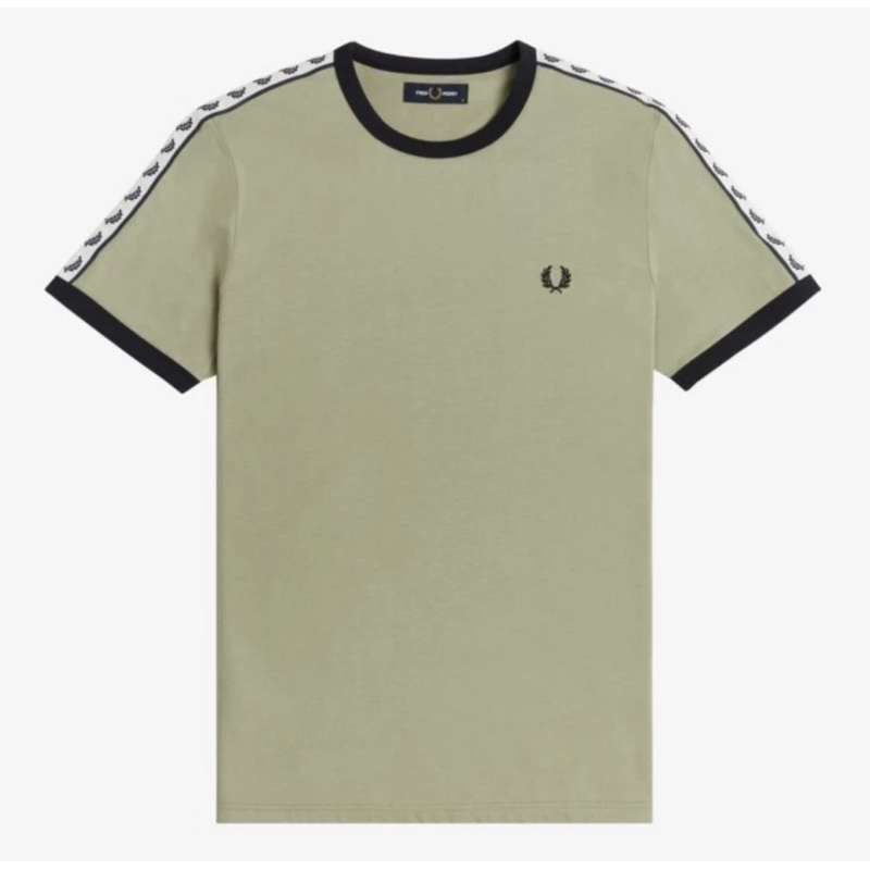 Fred Perry Ringer Taped T shirt Seagrass Originals