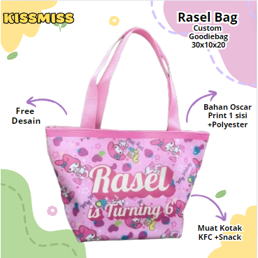 

Rasel Bag Tas Souvenir/Tas Ulang Tahun Custom Ukuran kotak KFC/MCD Ukuran 30*10*20