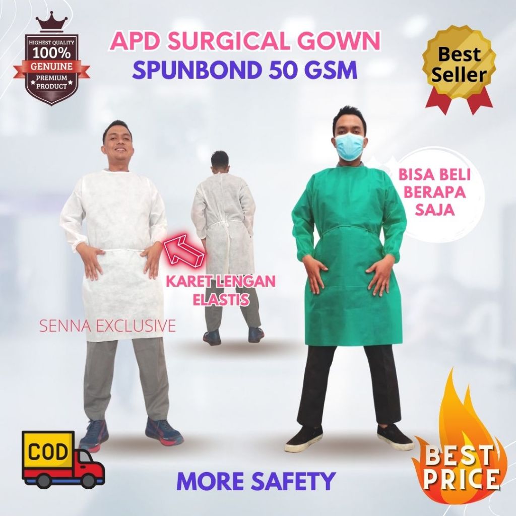 Gown medis apron disposable tindakan dokter gigi tindakan spunbond 40GSM