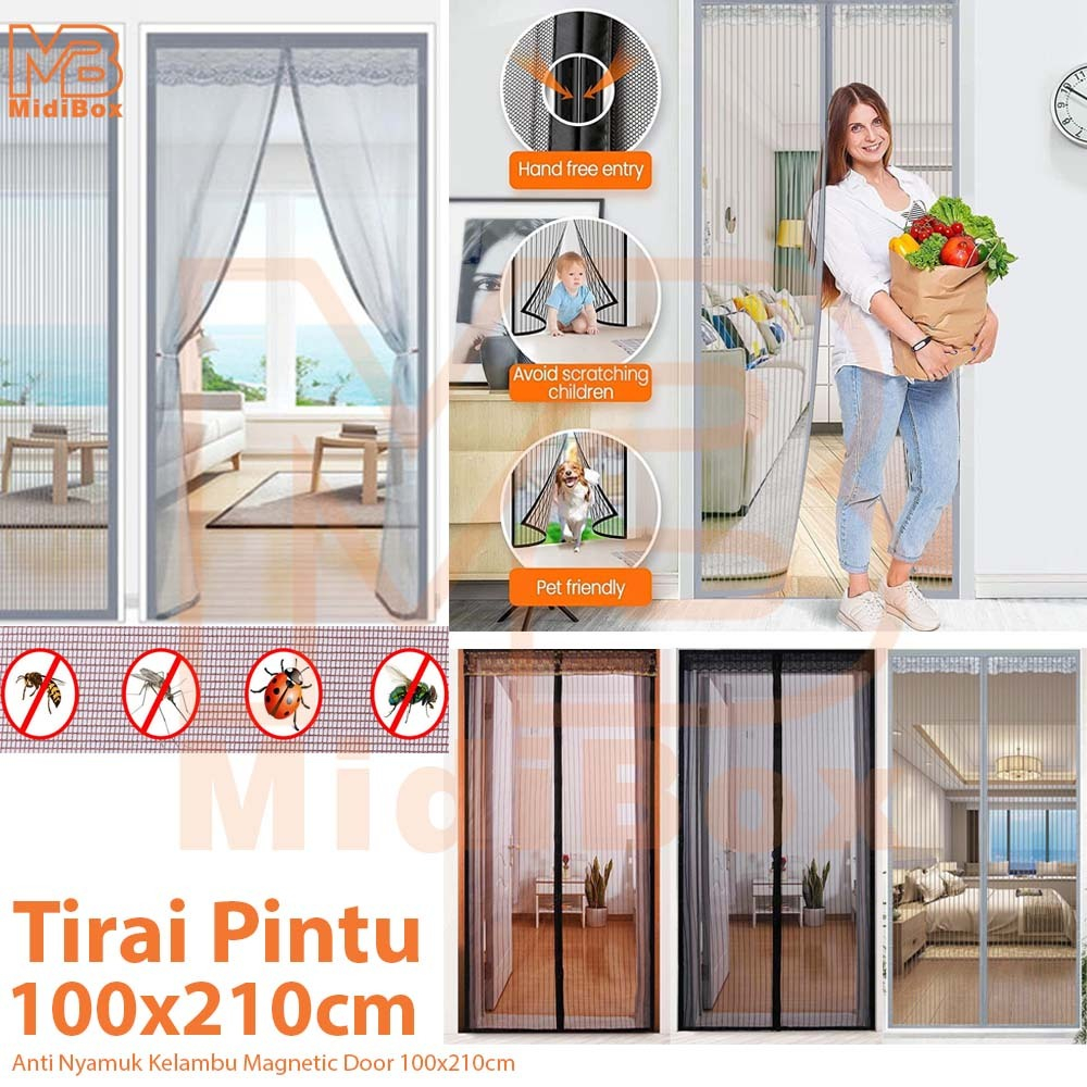 Tirai Pintu Magnet Anti Nyamuk Jaring Kelambu Pintu Kamar Otomatis Tutup