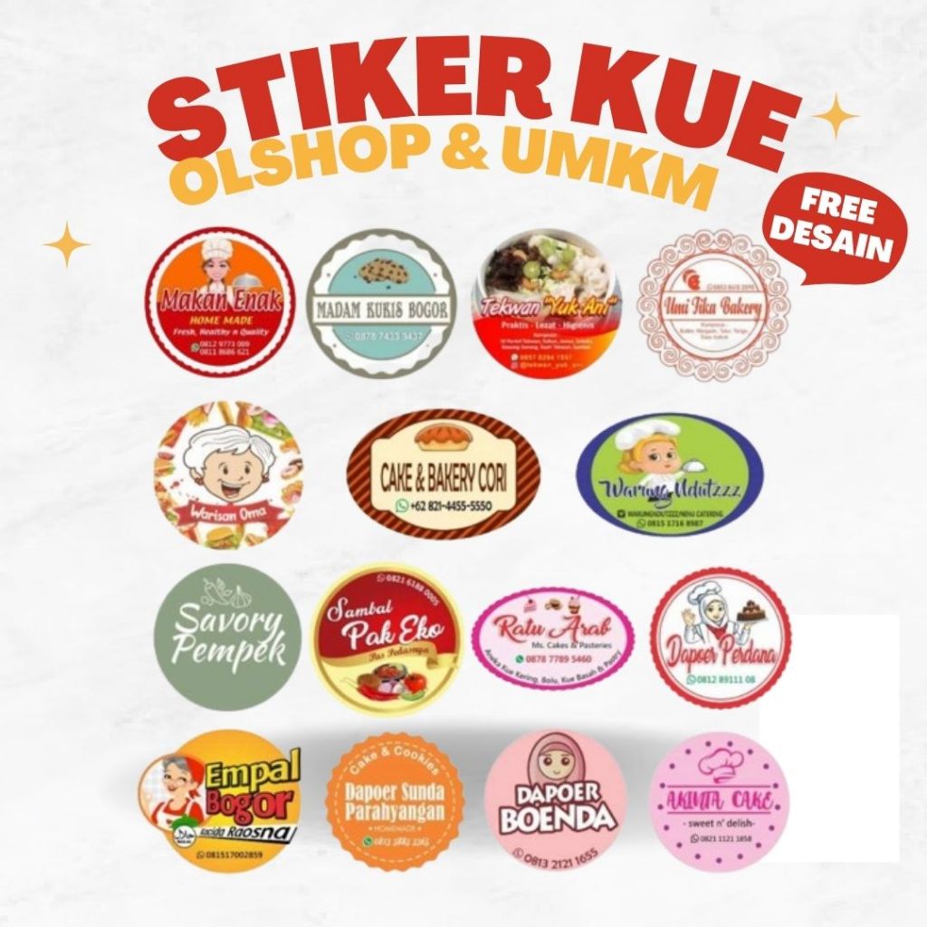 

Stiker Toko Olshop Kue Free Cutting MURAH [Min 100] Kemasan