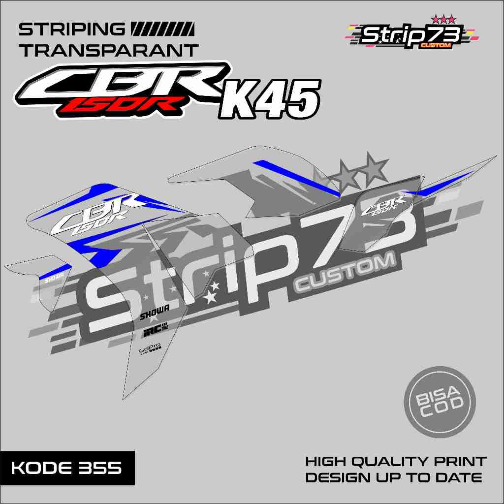 355 STRIPING TRANSPARAN CBR 150R K45 LOKAL - STRIPING TRANSPARAN CBR 150R K45 LOKAL PREMIUM