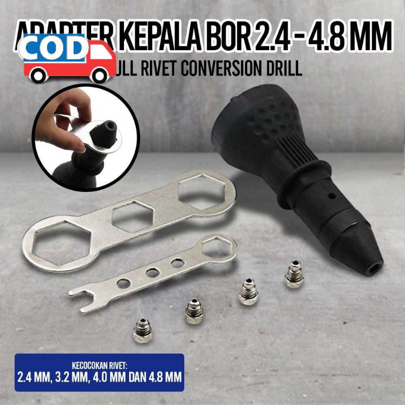 konektor bor paku rivet / rivet adaptor bor listrik / alat sambung konvektor rivet bor / adaptor pak