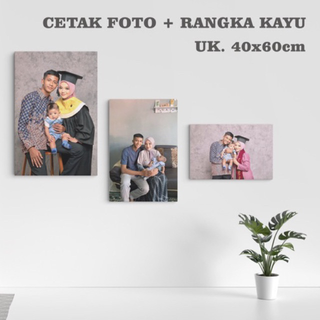 CUSTOM CETAK FOTO UK 40x60 + RANGKA KAYU