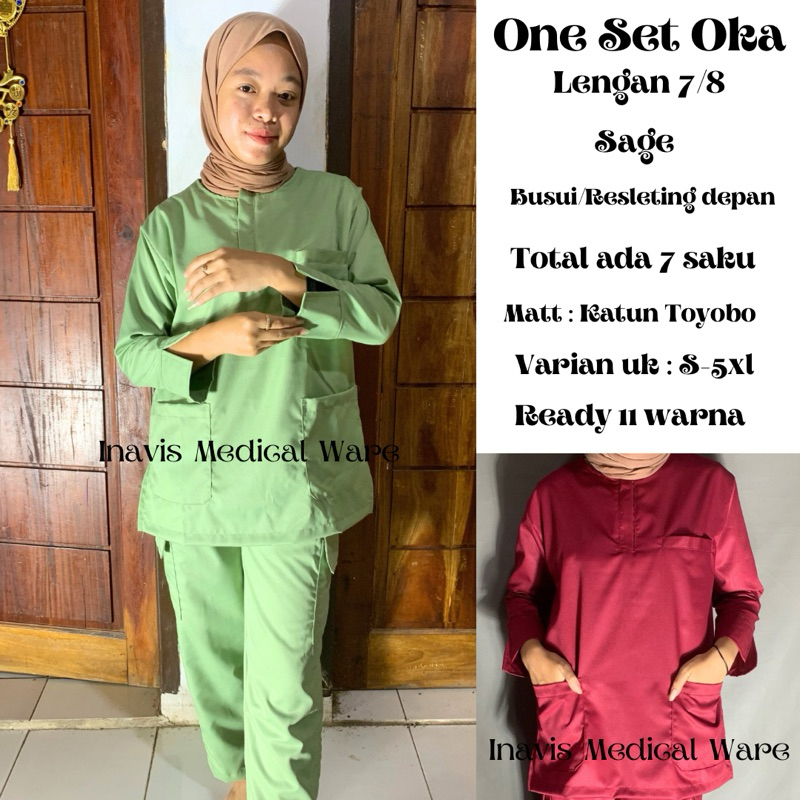 BAJU OK LENGAN 7per8 / BAJU OKA MODEL BUSUI/ SERAGAM OKA RESLETING DEPAN CELANA KARGO