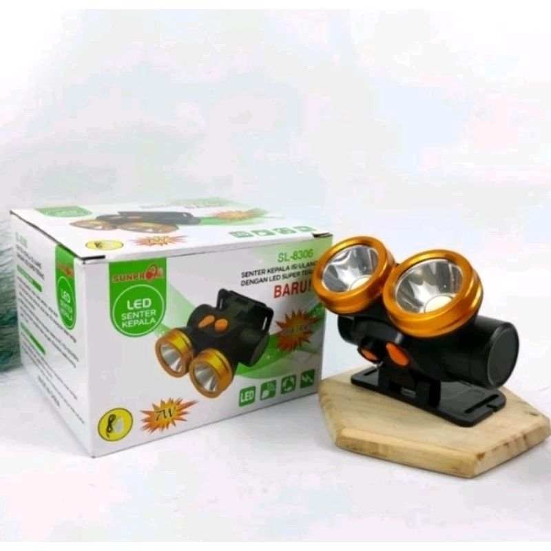 Senter SUNPRO SL 8306 LED Senter Kepala Jarak 1400M, cahaya putih Free Bohlam / Senter Camping manci