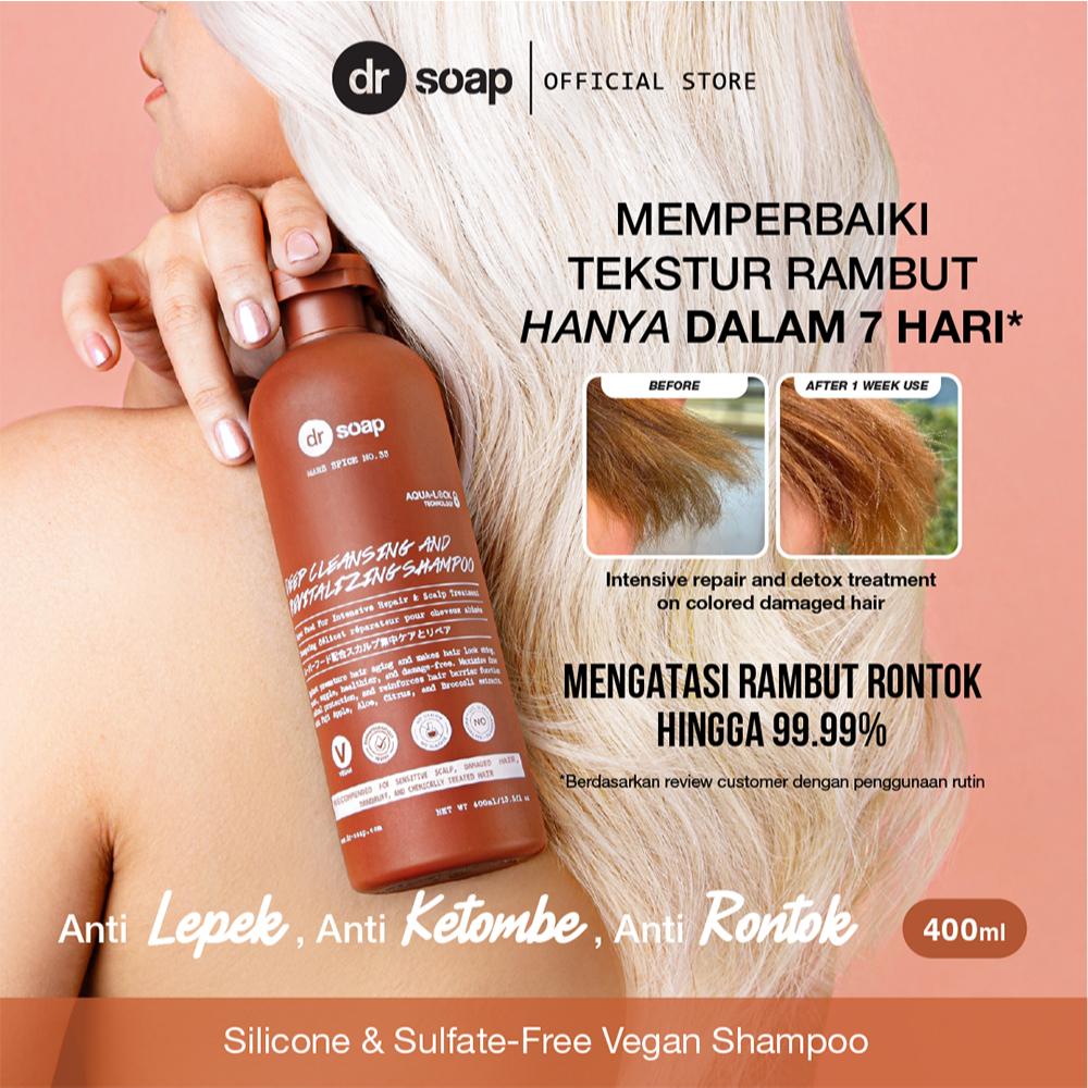 dr soap Deep Cleansing & Revitalizing Shampoo (Mars Spice) 400ml | Sampo Rambut Berwarna Anti Rontok