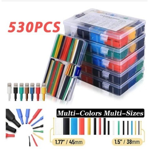 Satu Set Kabel Bakar Warna 530 Warna / Bahan Polyolefin Warna Warni Isi 530 Pcs / Selang Bakar Kabel