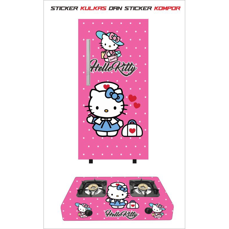 wallpaper stiker kulkas 1 pintu dan kompor 2 tungku
