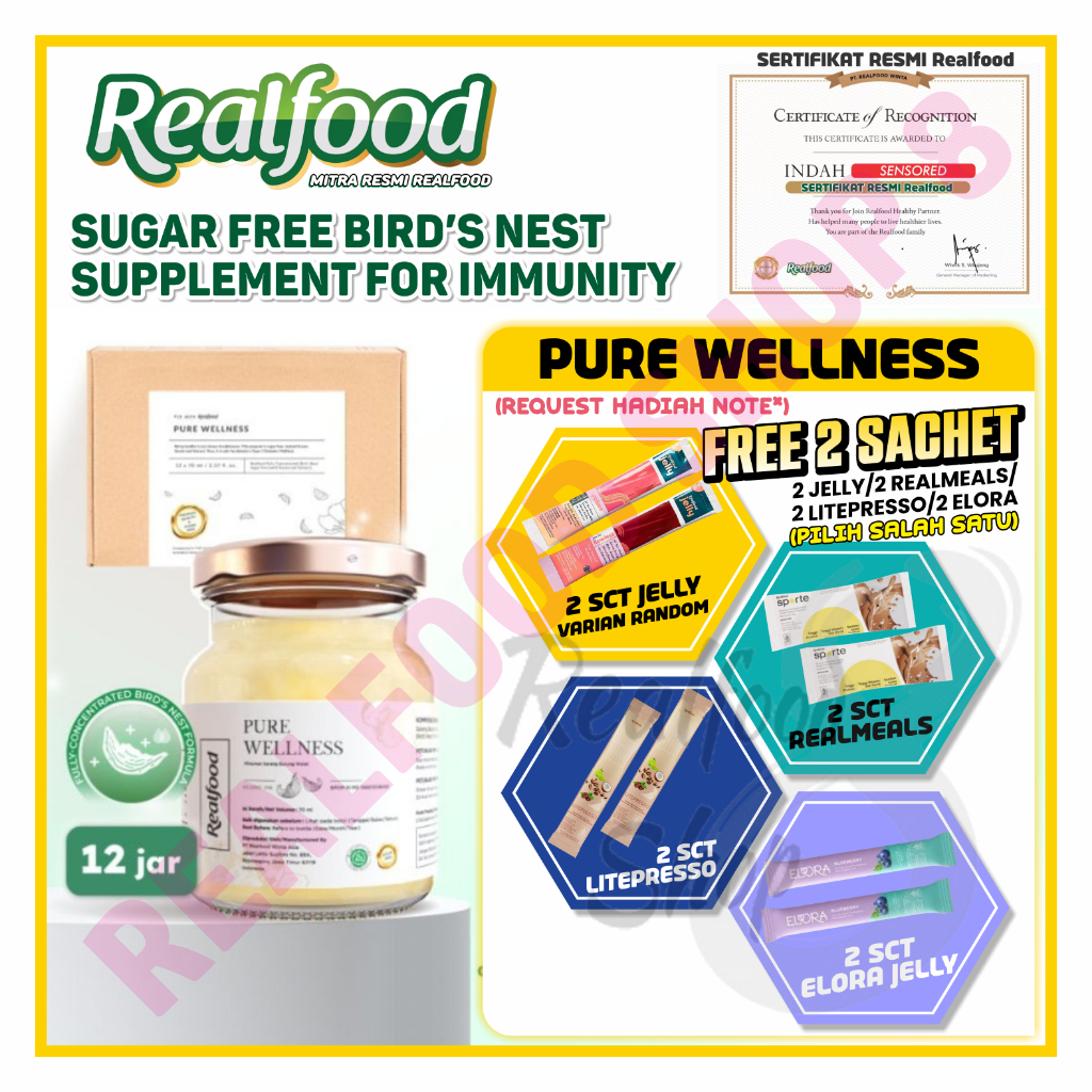 

Realfood Pure Wellness Fully Concentrated Birdnest 12 Jar No Sugar - Minuman sarang walet