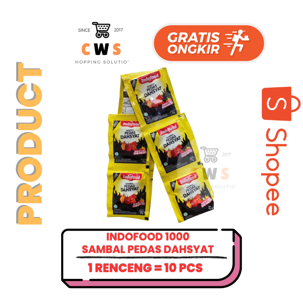 

INDOFOOD Sambal PEDAS DAHSYAT Dengan Cabai Habanero Sachet 15 gr - 1 Renceng / 10 Pcs