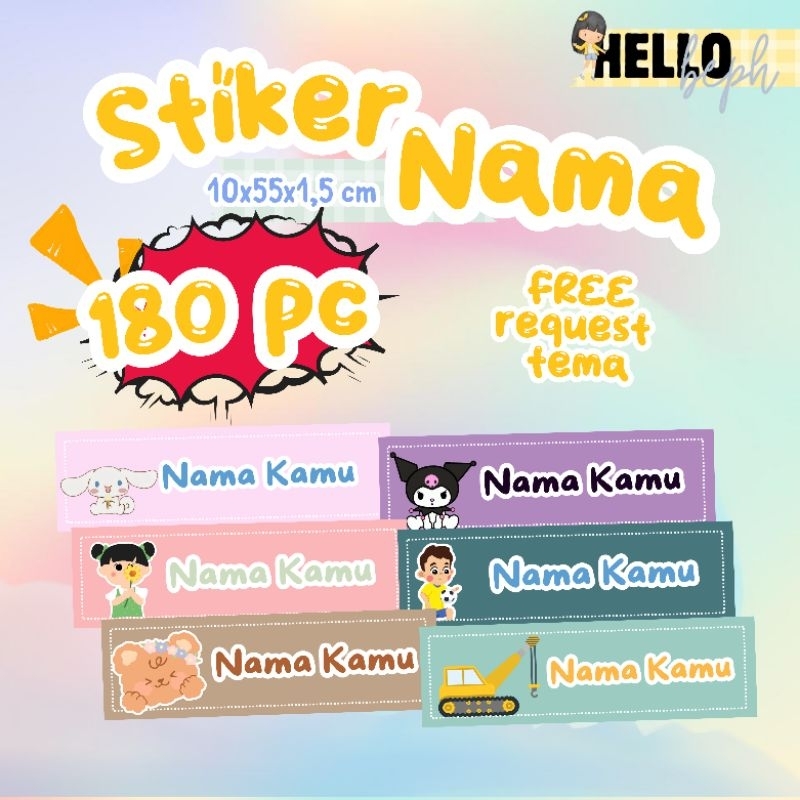 

180pcs Stiker nama custom anti air