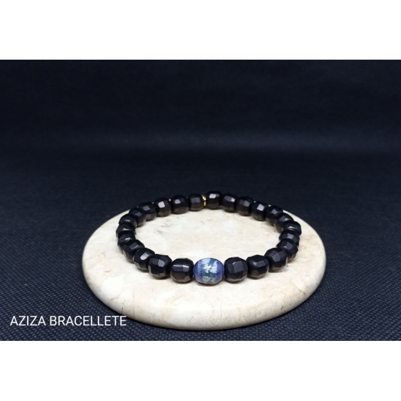 gelang koka hitam manik sodalite