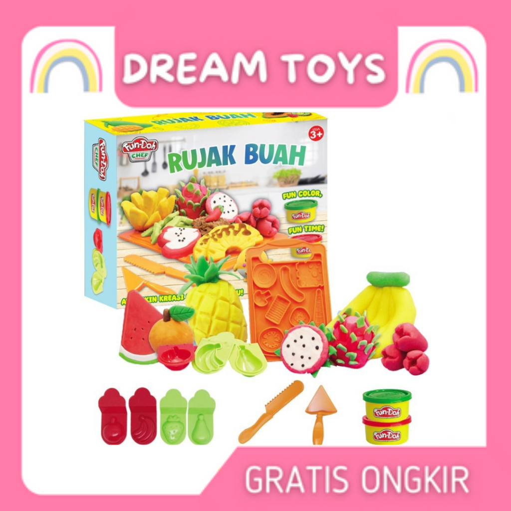 Mainan Edukasi Rujak Buah 28215 Lilin Plastisin Cetakan Rujak Buah Fundoh