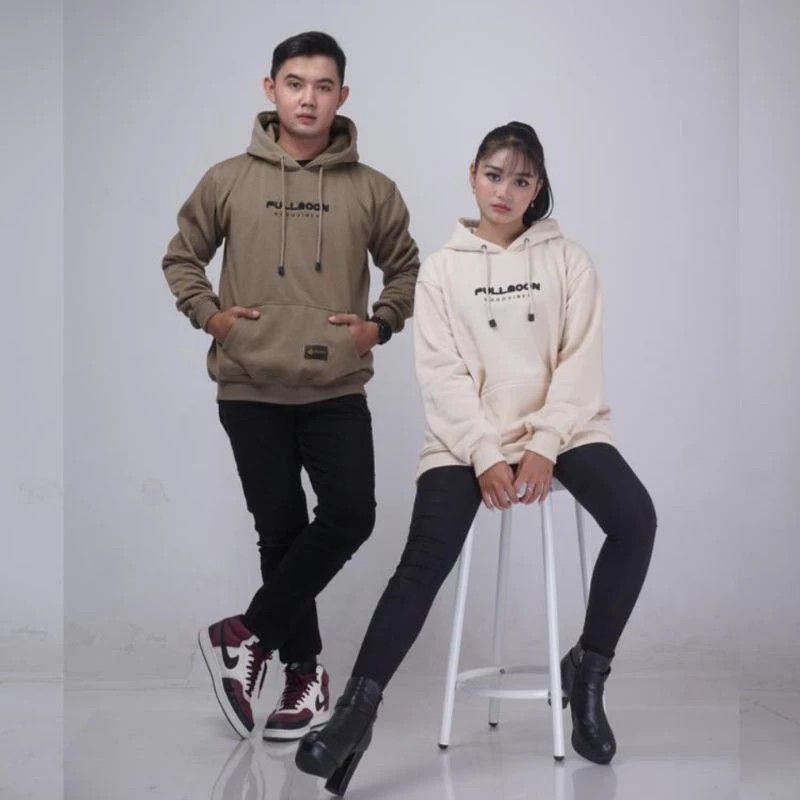 Hoodie Sweater Fullmoon Cewek Cowok Bordir Timbul 3D Unisex