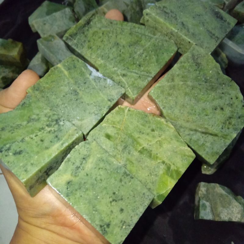 Natural Bahan Batu Kotakan Giok Aceh Kristal Full Daging