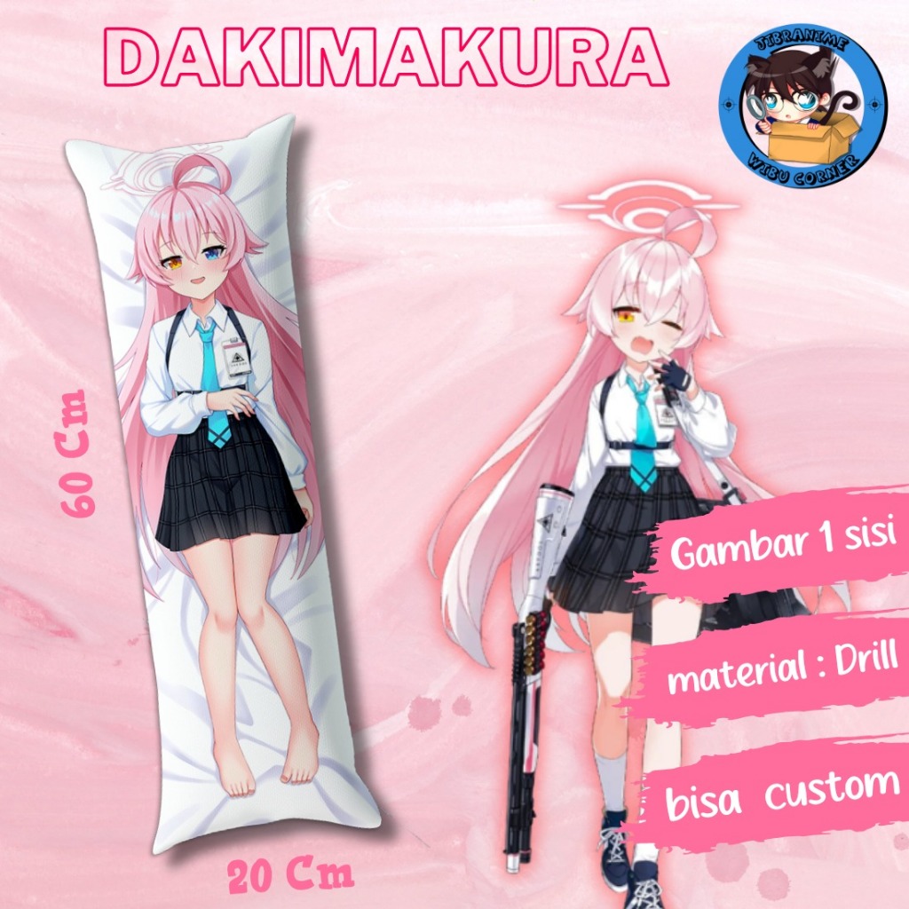 dakimakura / guling takanashi hoshino blue archive / ukuran 20x60cm / sudah termasuk isi / bisa cust