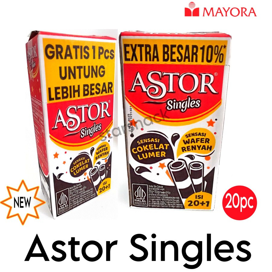 

(NEW PACK) ASTOR SINGLES 1box isi 20pcs/wafer coklat lumer