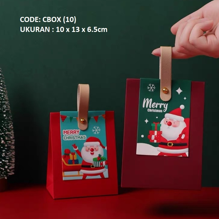 

(CBOX-10) TAS BINGKISAN NATAL UNTUK COOKIES COKLAT PERMEN HADIAH box packaging christmas santa claus merry christmast selamat hari natal box packaging kue