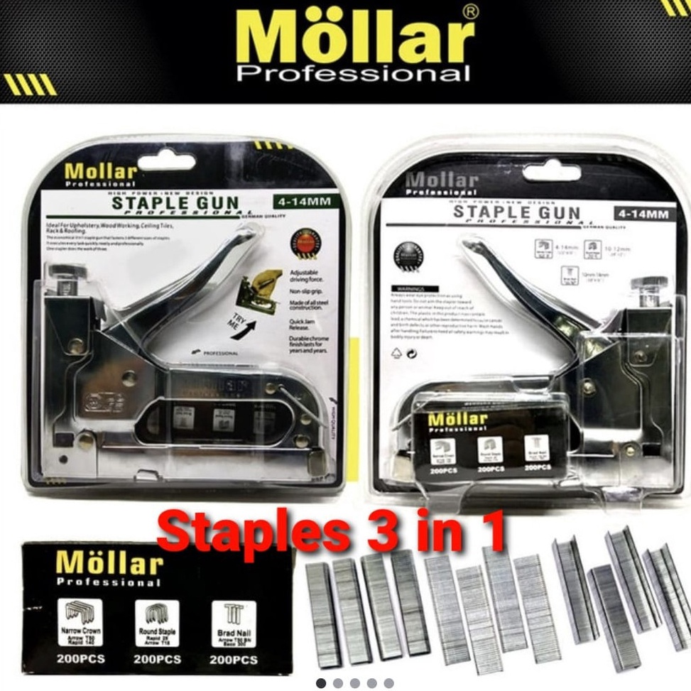 

MOLLAR Staple Gun 3 in 1 Way Heavy Duty Staples Tembak hekter jok KODE H9G8