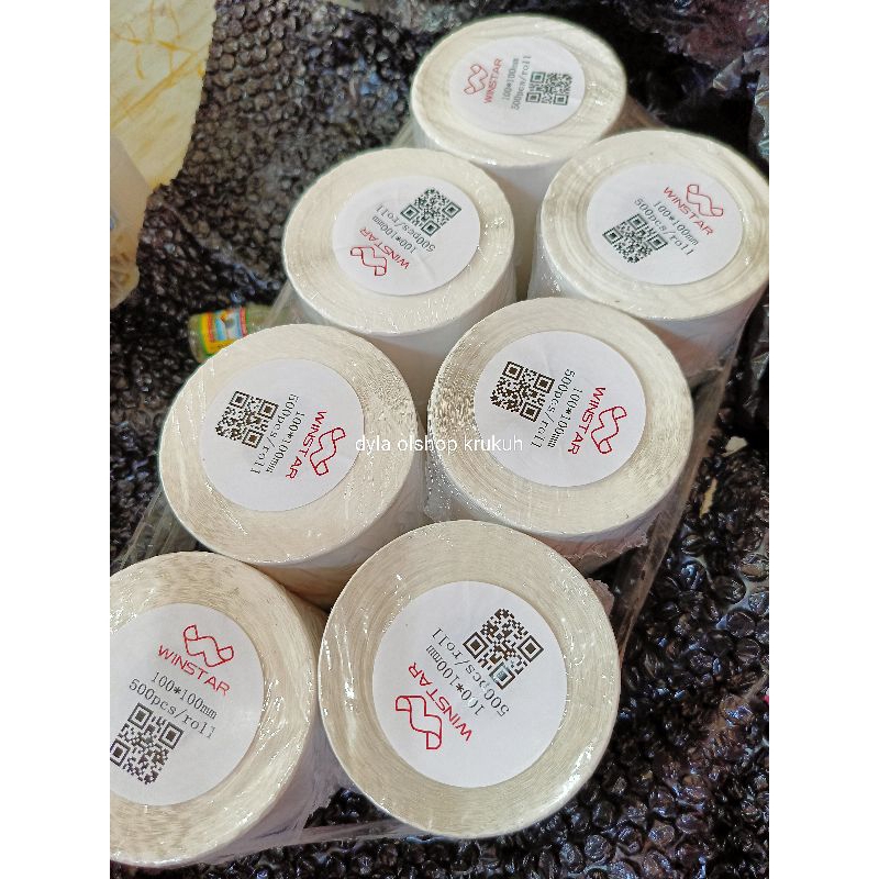 

KERTAS LABEL THERMAL 100×100 isi 500 pcs/roll STICKER BARCODE THERMAL