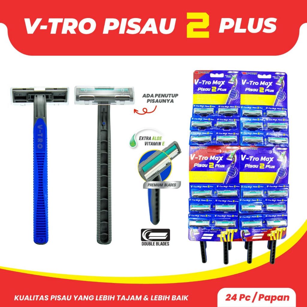 Grosir Silet Cukuran jenggot Murah Pisau alat Cukur kumis V-tro MAX Razor Shaver 2 Blade - 1 pack