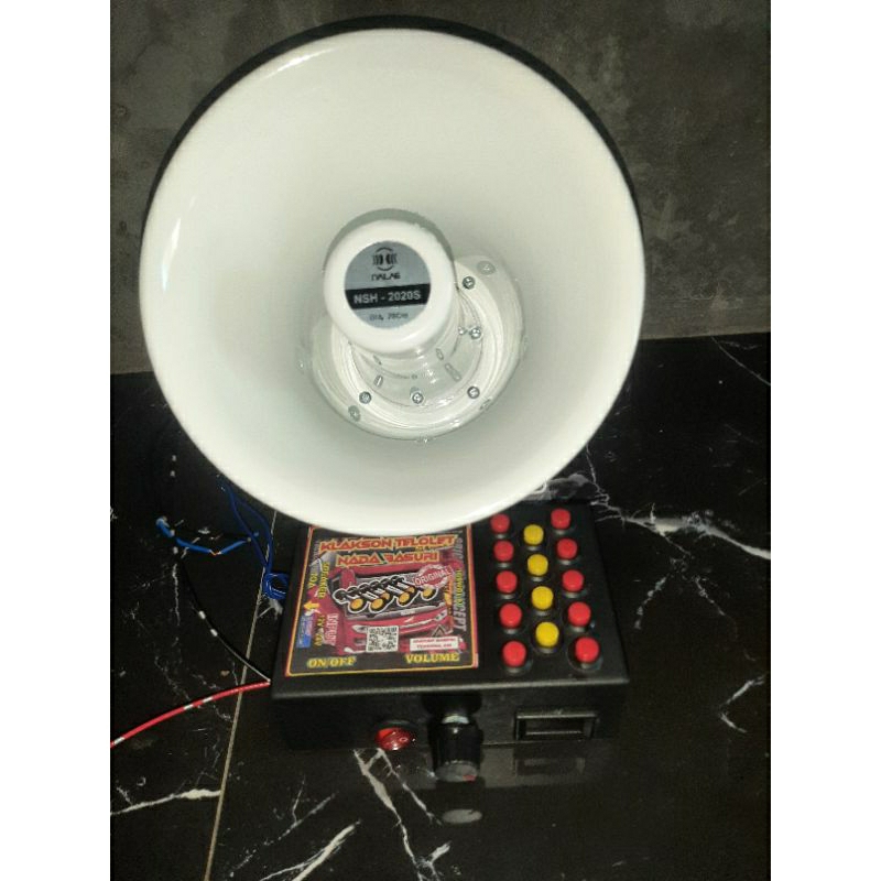 Klakson telolet nada basuri 14 tombol DOUBEL POWER dengan toa putih 25 watt