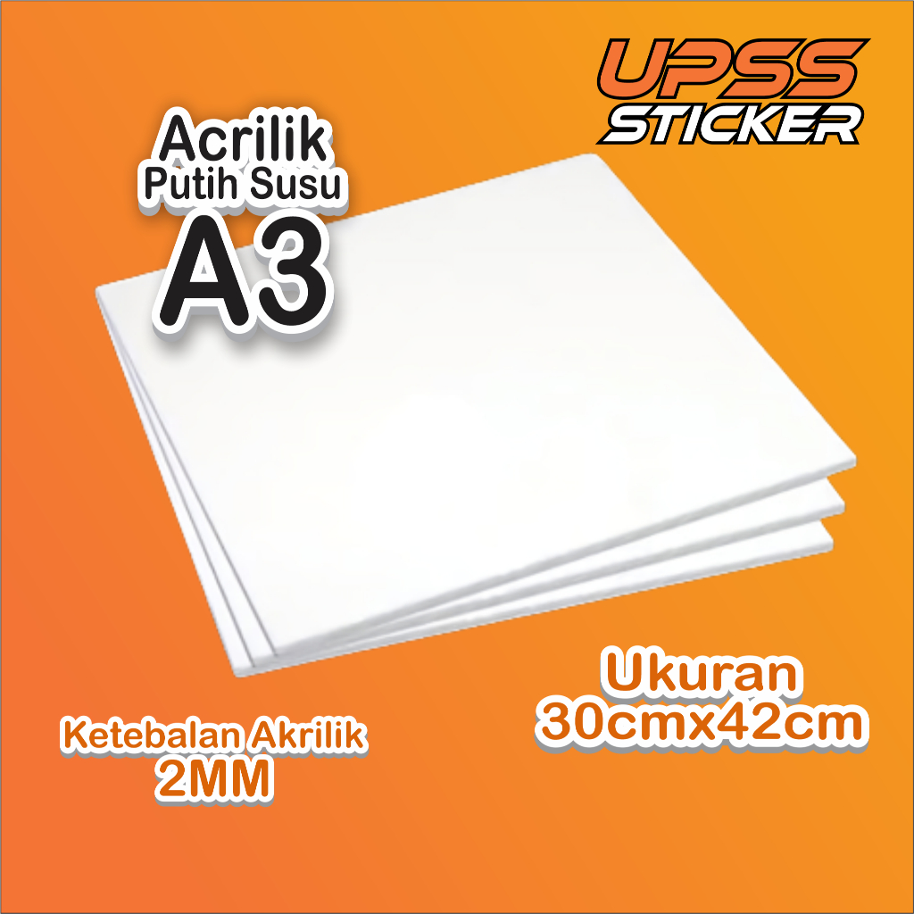 AKRILIK lembaran PUTIH SOLID 2mm uk. A3  / Akrilik Putih